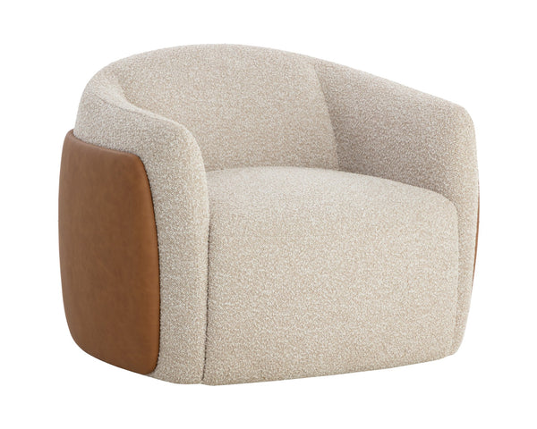 Sunpan Caris Swivel Lounge Chair Santa Cruz Oatmeal / Milliken Cognac