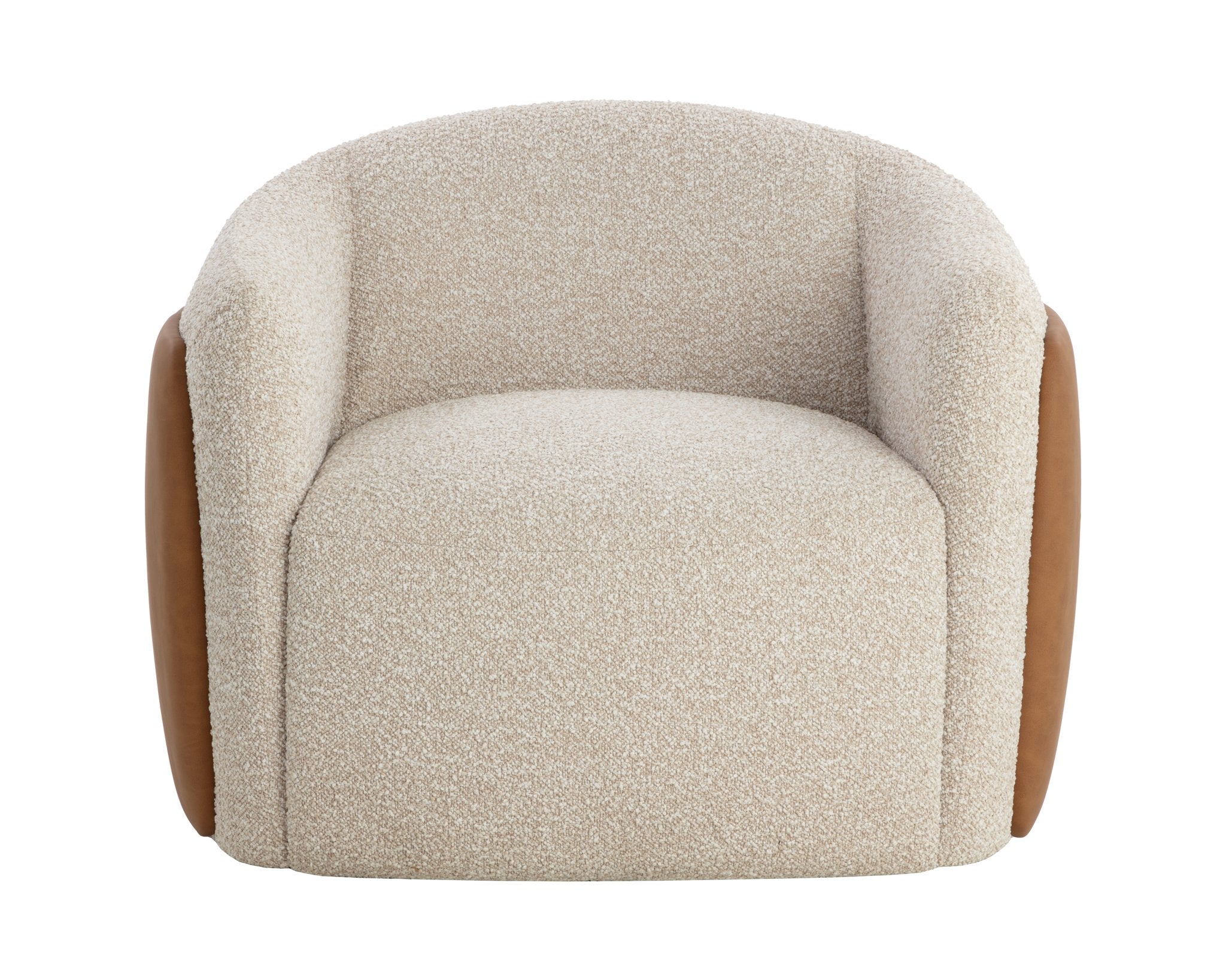 Sunpan Caris Swivel Lounge Chair Santa Cruz Oatmeal / Milliken Cognac