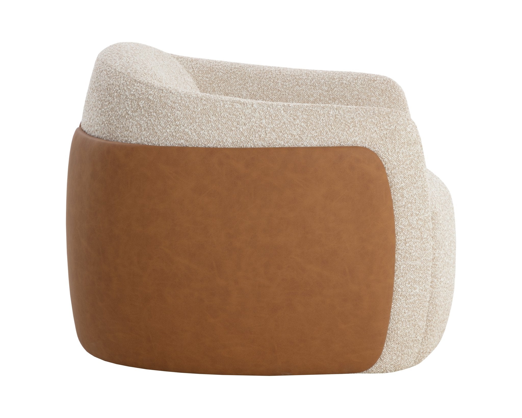 Sunpan Caris Swivel Lounge Chair Santa Cruz Oatmeal / Milliken Cognac