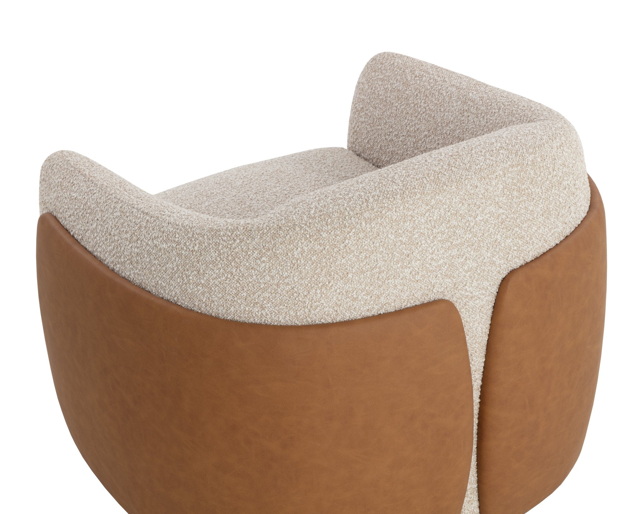 Sunpan Caris Swivel Lounge Chair Santa Cruz Oatmeal / Milliken Cognac