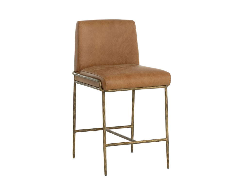 Sunpan Lathan Counter Stool Tan Leather