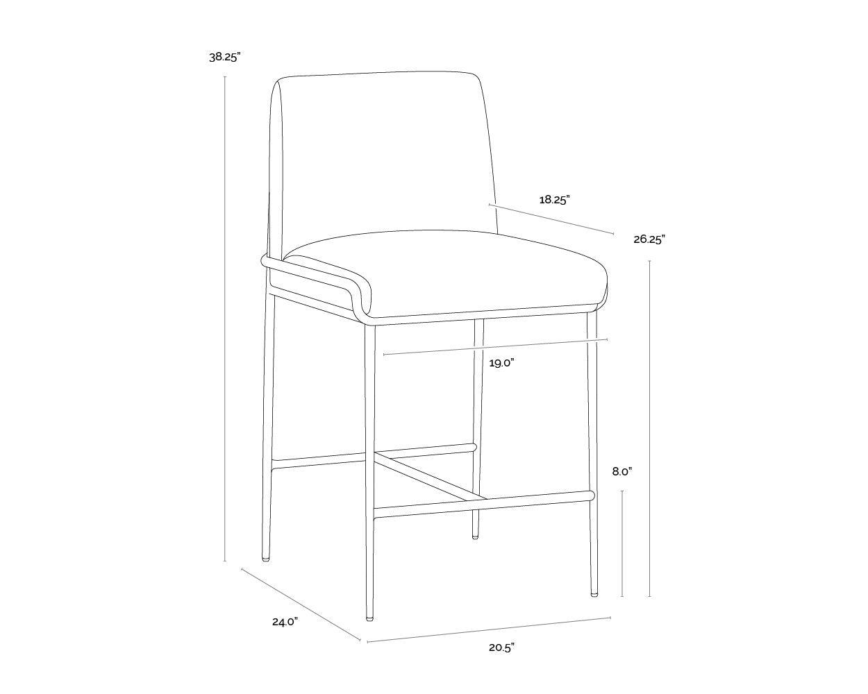 Sunpan Lathan Counter Stool Tan Leather