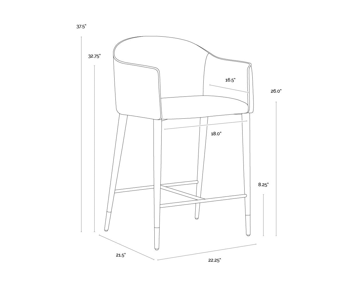 Sunpan Kylin Counter Stool Dillon Cream / Bravo Ash