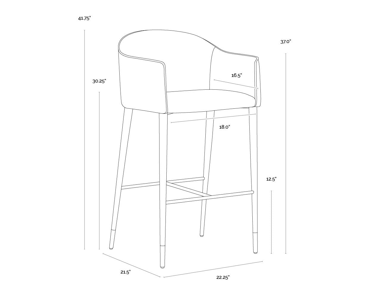 Sunpan Kylin Barstool Dillon Cream / Bravo Ash