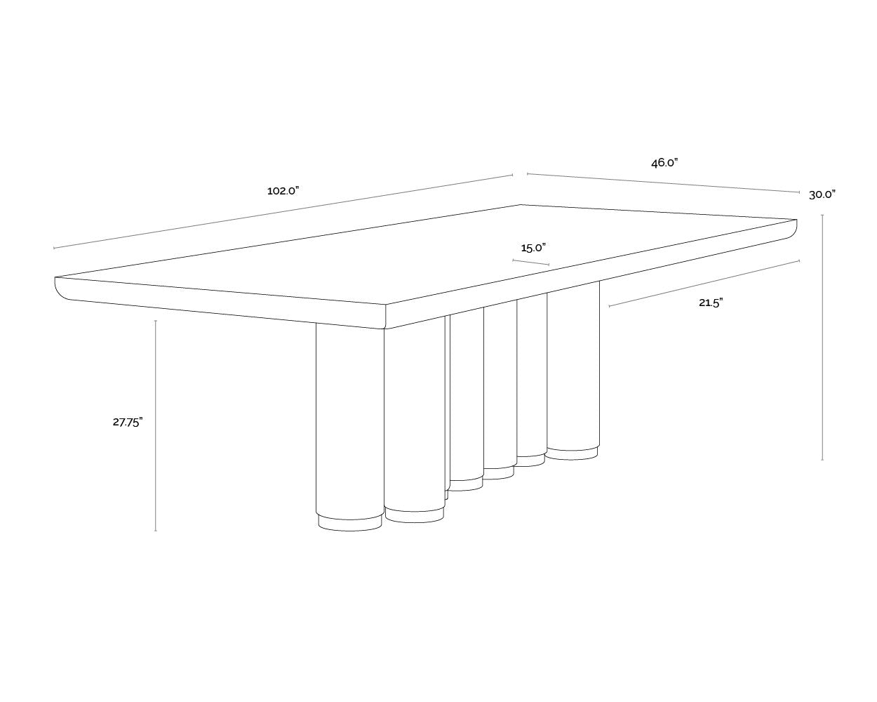 Sunpan Salix Dining Table 102"