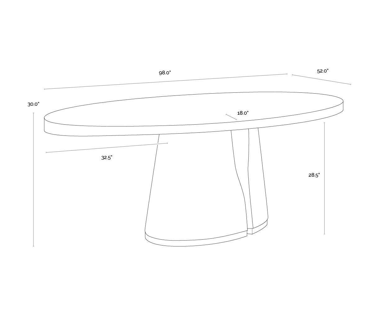 Sunpan Tasmin Dining Table 98"