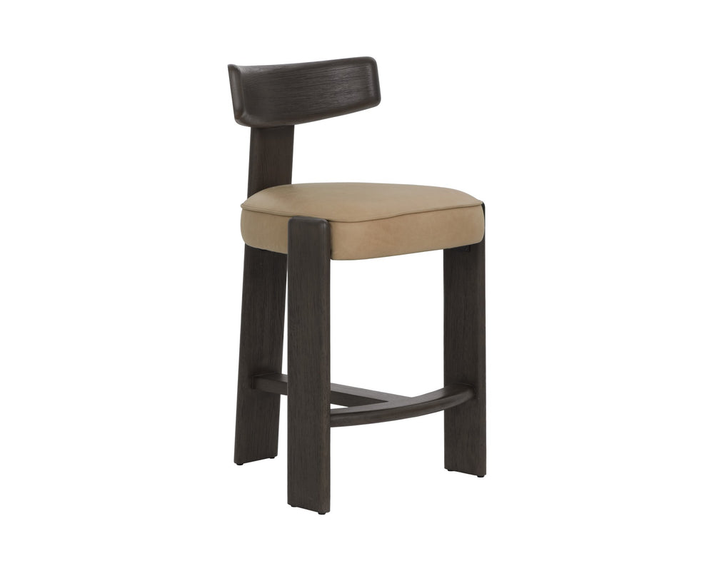Sunpan Horton Counter Stool Dark Brown Sahara Sand Leather
