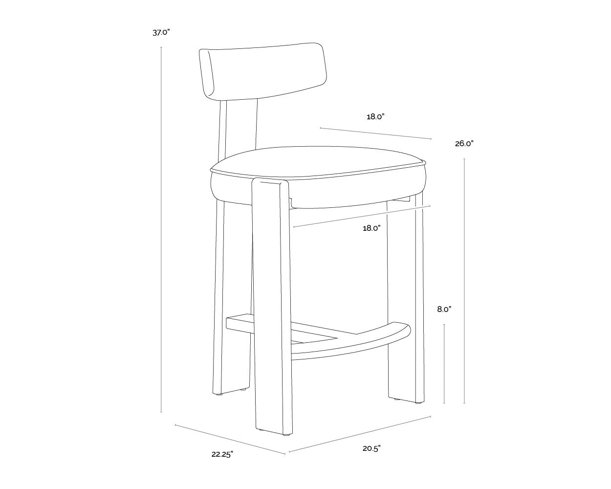 Sunpan Horton Counter Stool Dark Brown Sahara Sand Leather