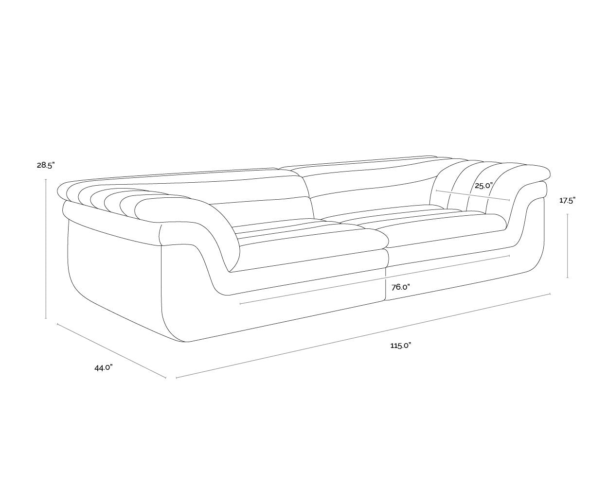Sunpan Bello Sofa Diamond Mink