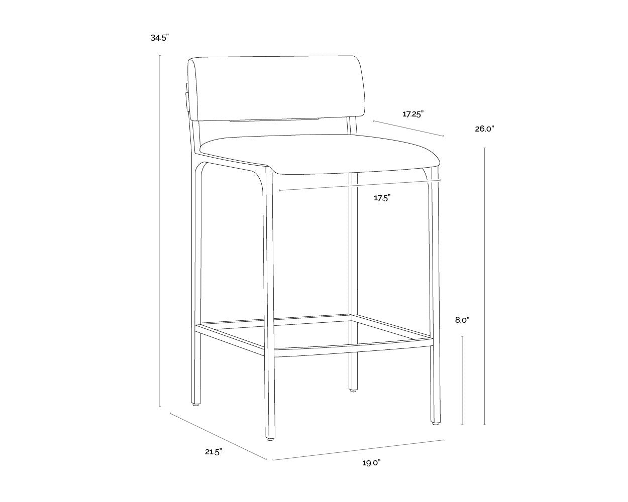 Sunpan Mori Counter Stool Abbington Black