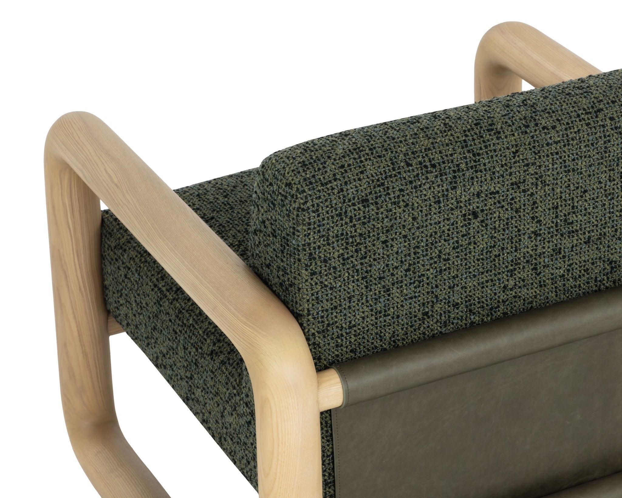 Sunpan Nubo Lounge Chair Noah Meadow / Ludlow Dark Olive Leather
