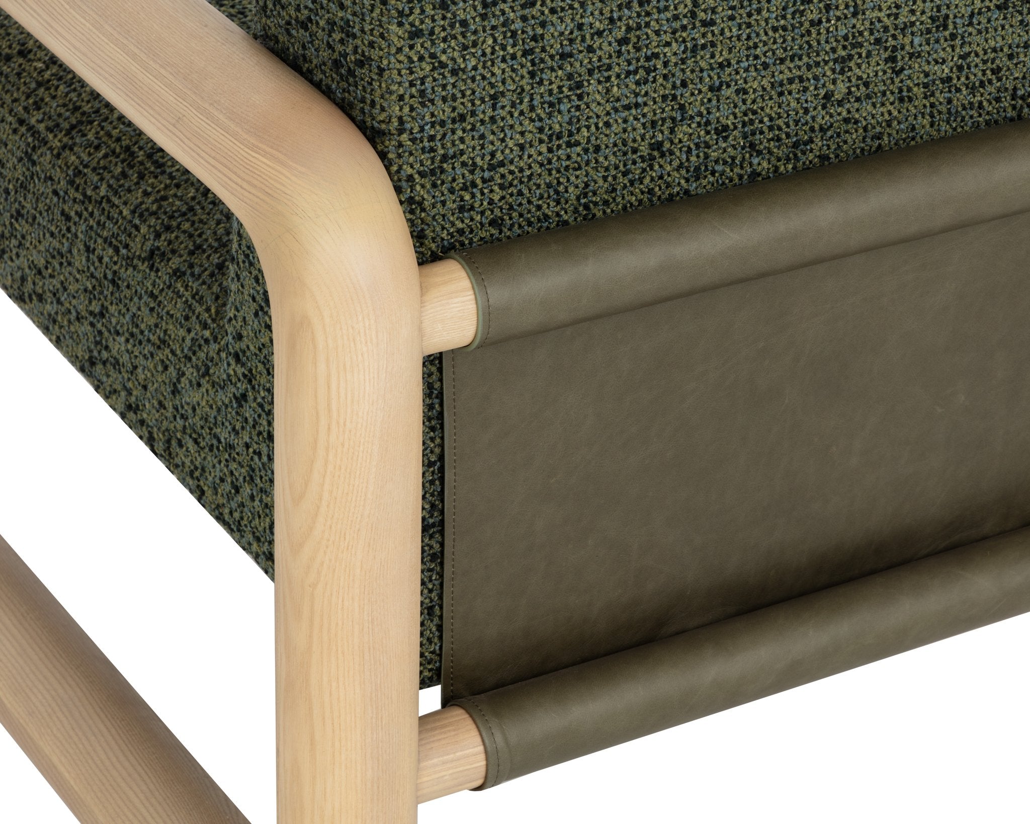 Sunpan Nubo Lounge Chair Noah Meadow / Ludlow Dark Olive Leather
