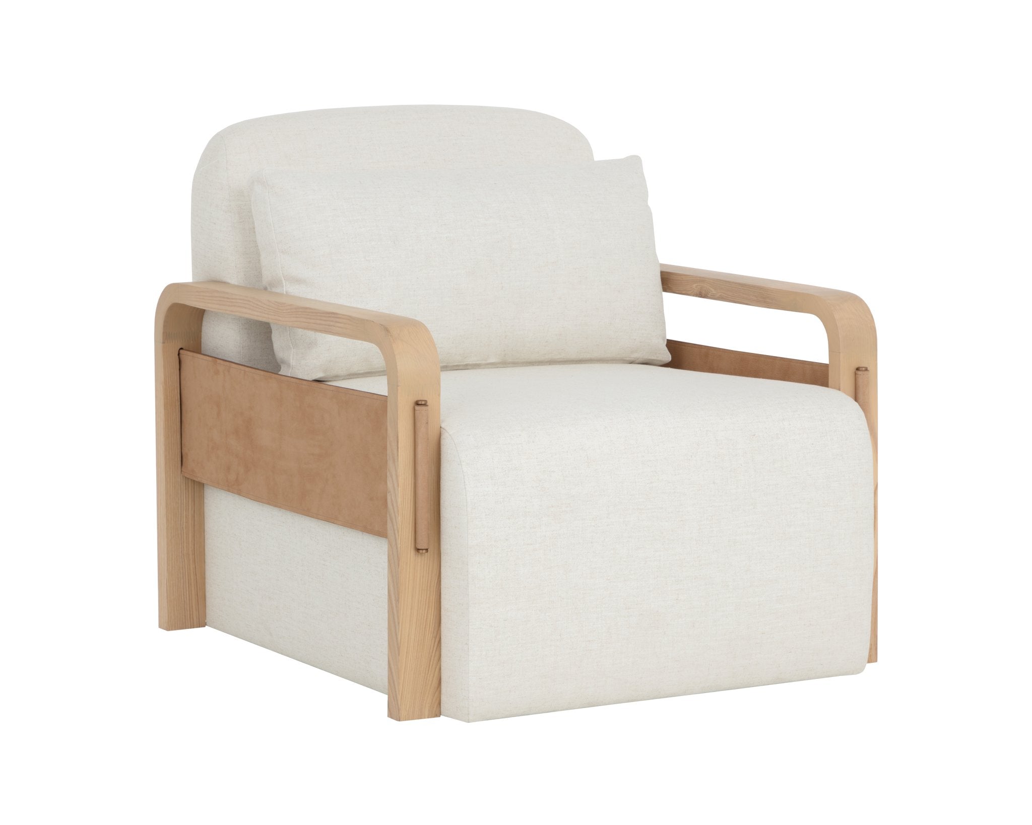 Sunpan Otso Swivel Lounge Chair Geralt Linen / Nubuck Tan Leather