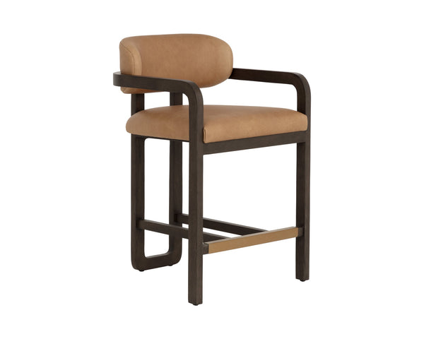 Sunpan Madrone Counter Stool Brown Ludlow Sesame Leather
