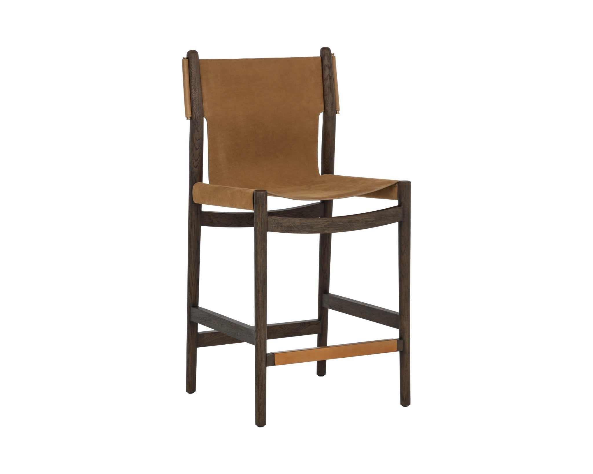 Sunpan Argus Counter Stool Nubuck Caramel Leather