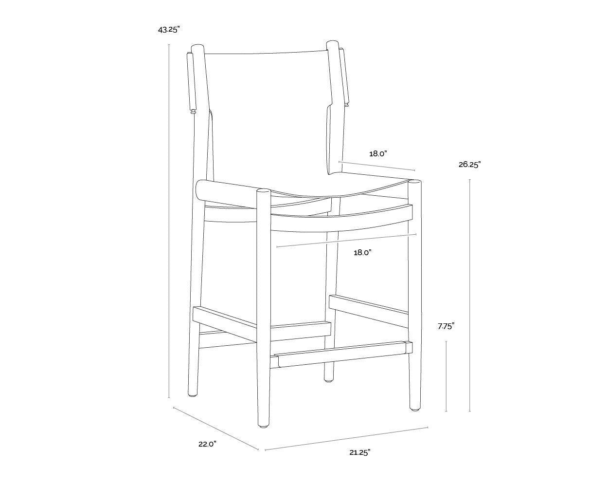 Sunpan Argus Counter Stool Nubuck Caramel Leather