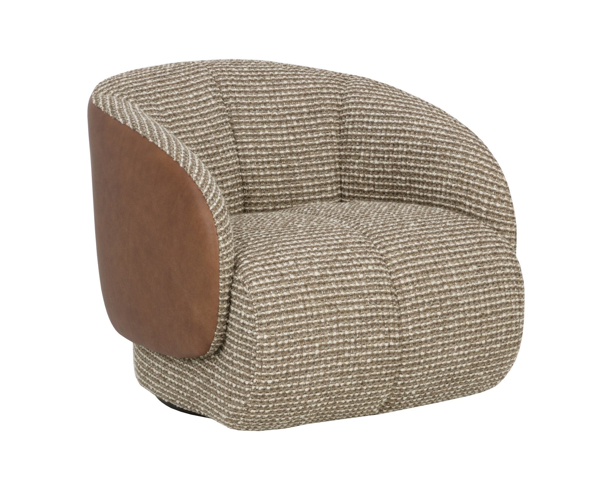 Sunpan Camie Swivel Lounge Chair Torched Meringue / Cognac Leather