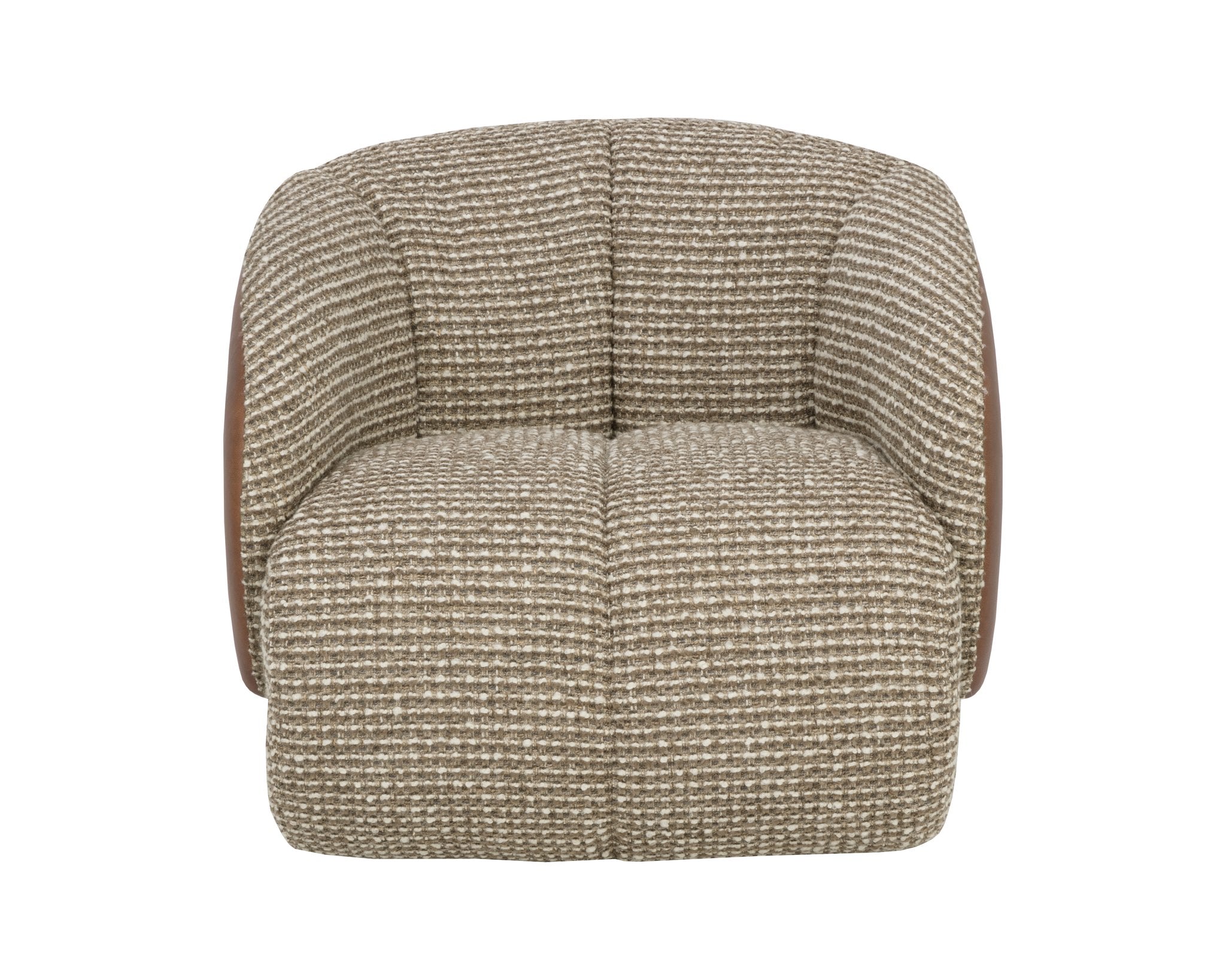 Sunpan Camie Swivel Lounge Chair Torched Meringue / Cognac Leather