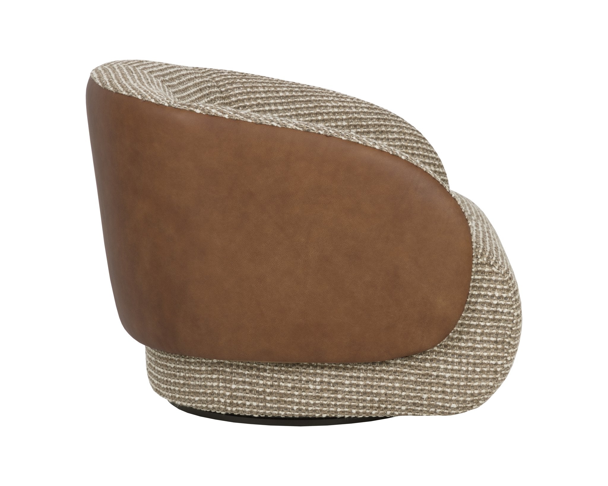 Sunpan Camie Swivel Lounge Chair Torched Meringue / Cognac Leather