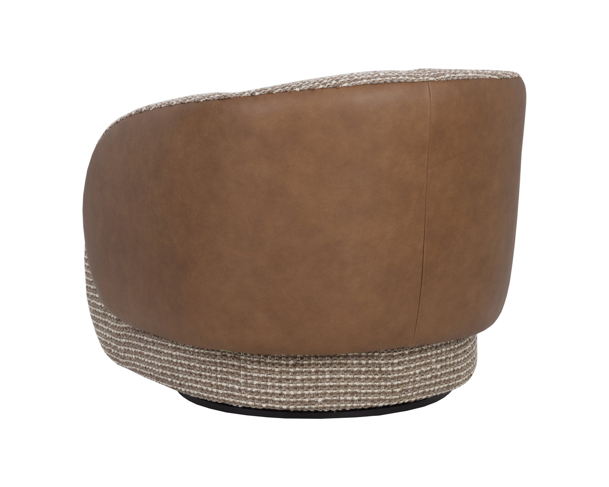 Sunpan Camie Swivel Lounge Chair Torched Meringue / Cognac Leather