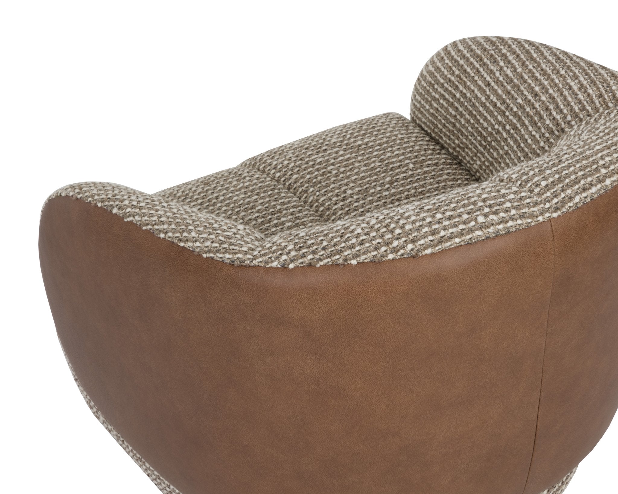 Sunpan Camie Swivel Lounge Chair Torched Meringue / Cognac Leather