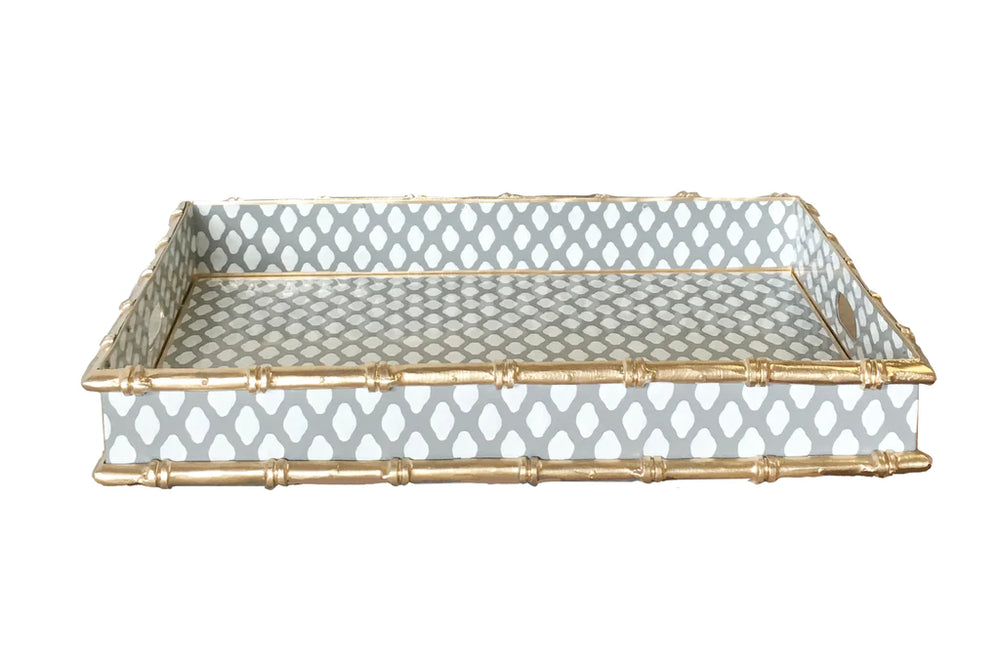 Dana Gibson Bamboo Bar Tray in Gray Parisi