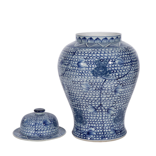 Blue and White Chain Temple Jar By Legends Of Asia