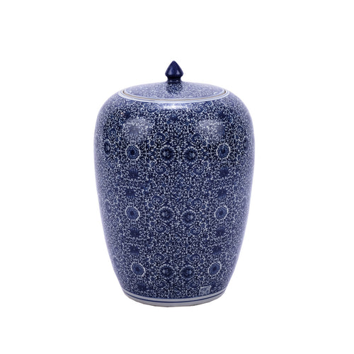 Blue & White Cluster Flower Ginger Jar