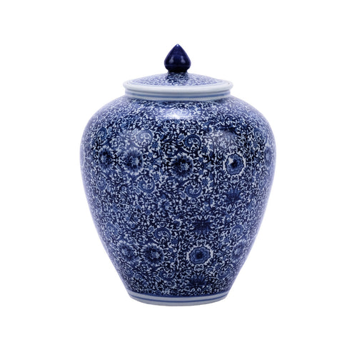 Blue & White Cluster Flower Ginger Jar