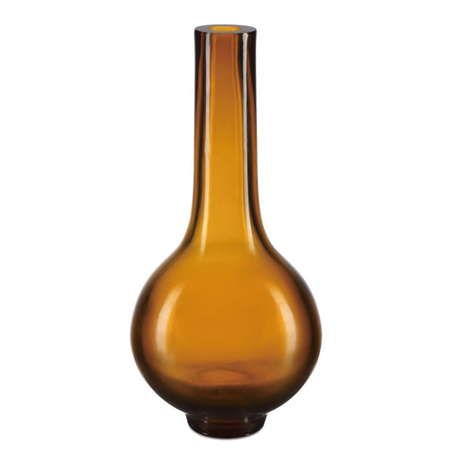 Currey And Company Amber & Gold Peking Long Neck Vase