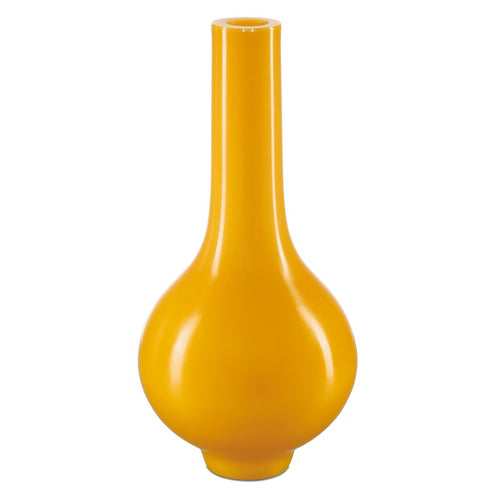 Currey And Company Imperial Yellow Peking Long Neck Vase