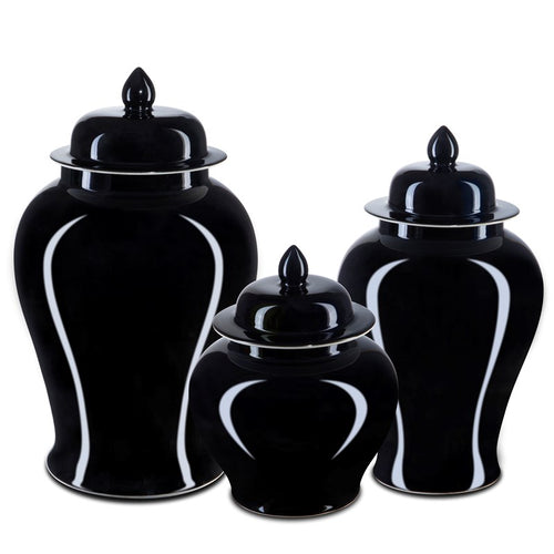 Currey And Company Imperial Black Medium Temple Jar