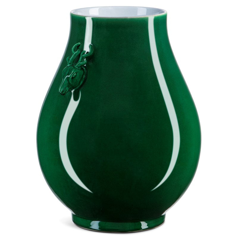 Currey And Company Imperial Green Deer Ears Vase