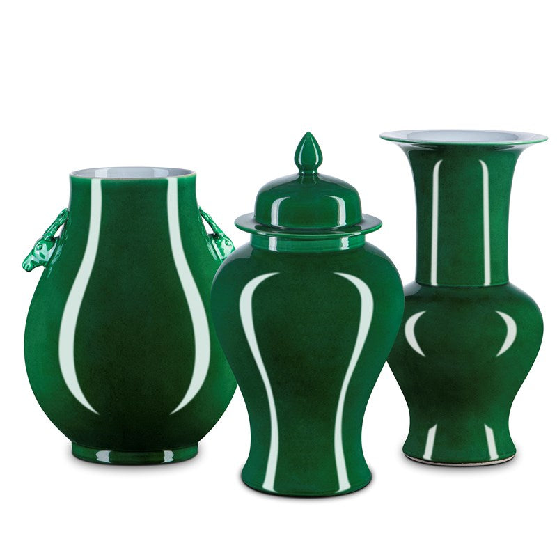 Currey And Company Imperial Green Deer Ears Vase