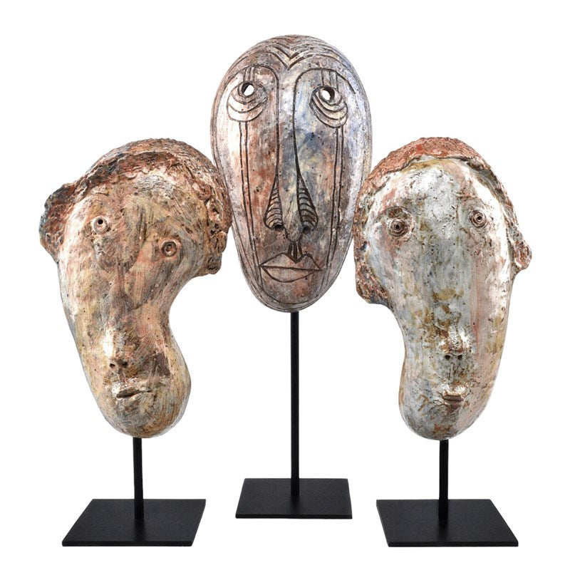Currey And Company Glazed Masks Set Of 3