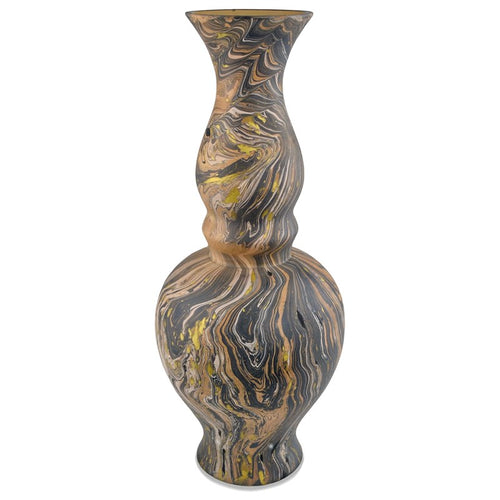 Currey And Company Brown Marbleized Double Gourd Vase