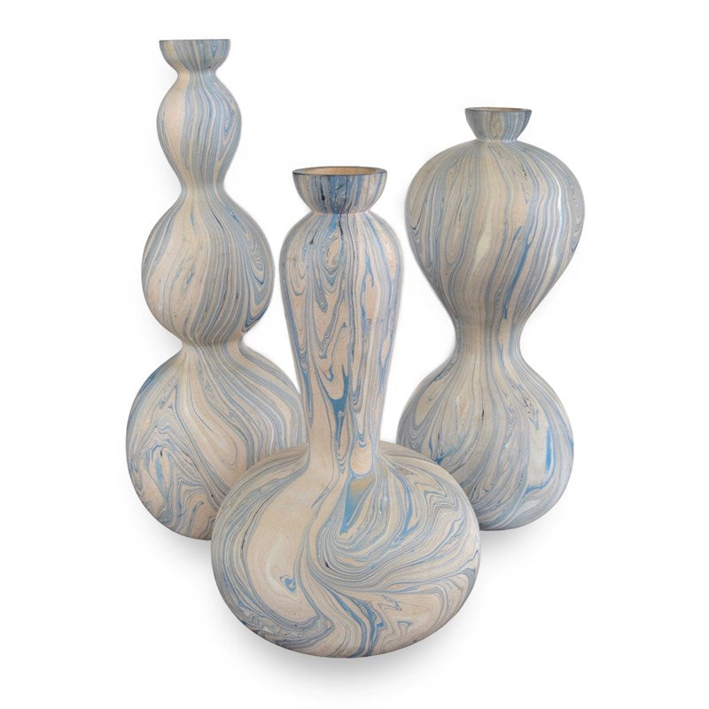 Currey And Company Calm Sea Marbleized Vase Set Of 3