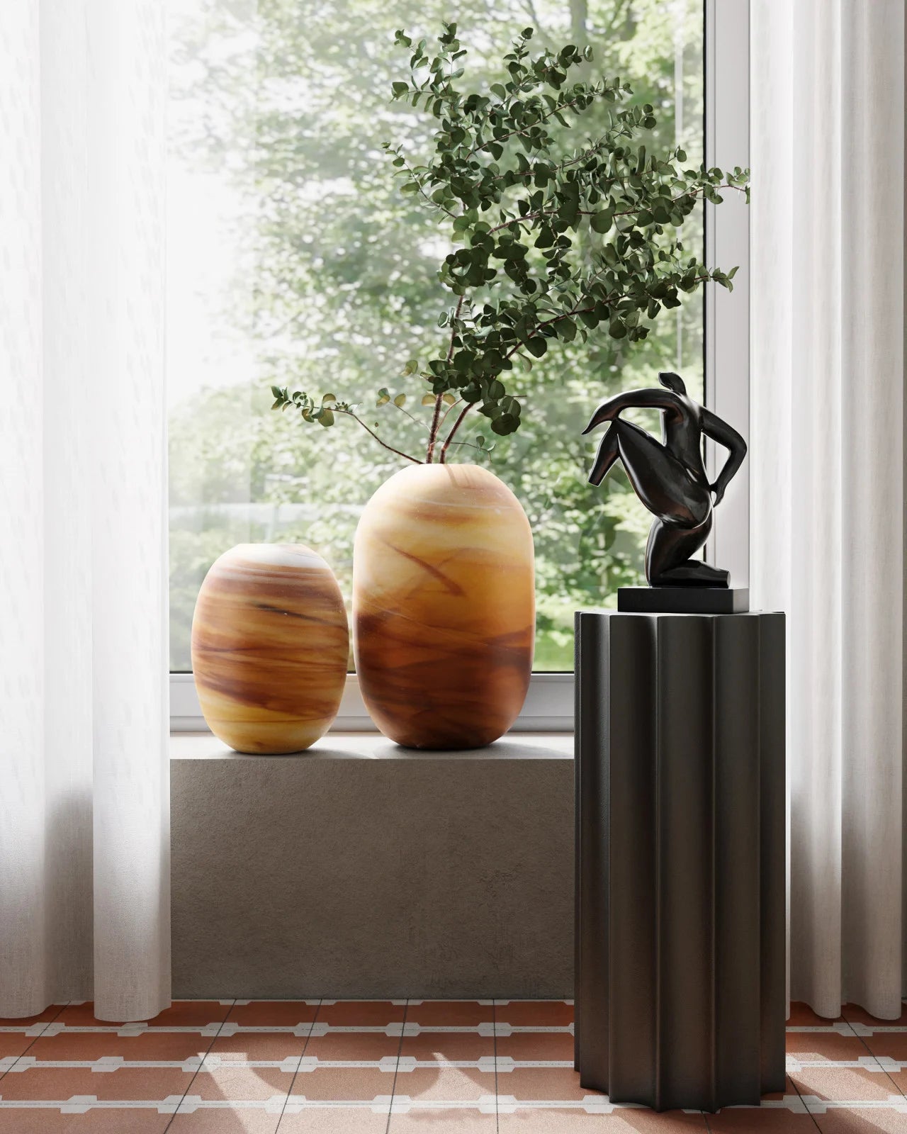 Currey & Company Desert Storm Glass Vase Set Of 2