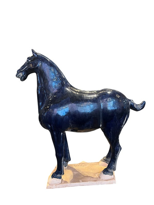 Currey And Company Tang Dynasty Large Blue Horse