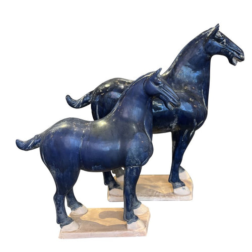 Currey And Company Tang Dynasty Large Blue Horse