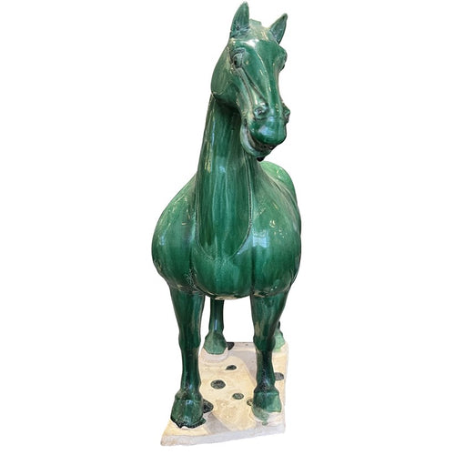 Currey And Company Tang Dynasty Large Green Horse