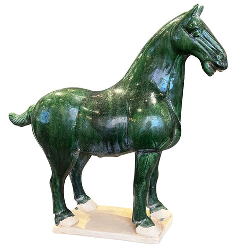 Currey And Company Tang Dynasty Medium Green Horse