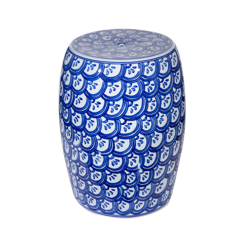 Blue and White Seawave Garden Stool