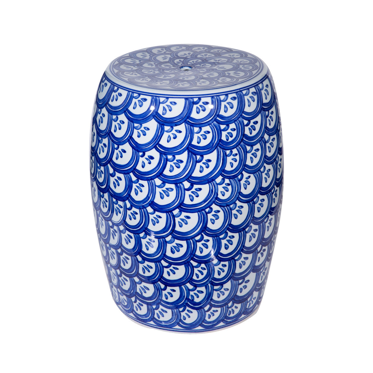 Blue and White Seawave Garden Stool
