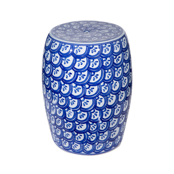 Blue and White Seawave Garden Stool