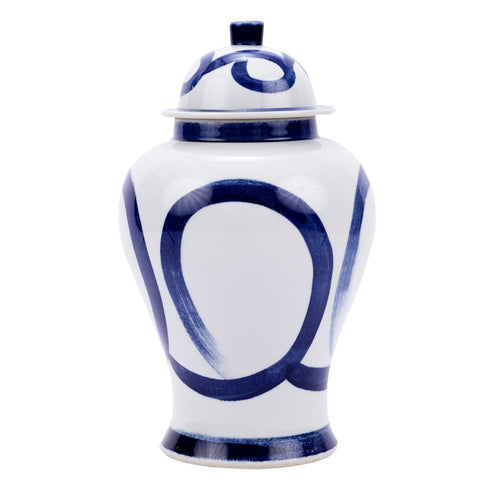 Blue And White Porcelain Brushstroke Temple Jar Small By Legends Of Asia