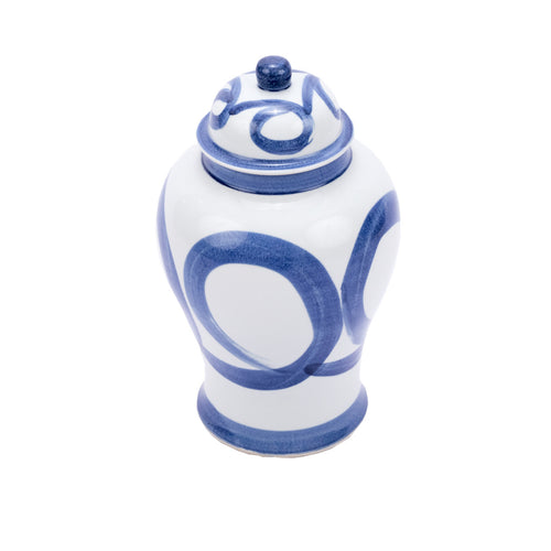 Bargain Basement Blue And White Porcelain Brushstroke Temple Jar Large By Legends Of Asia