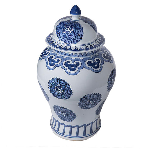 Blue And White Multi Flowers Porcelain Temple Jar By Legends Of Asia