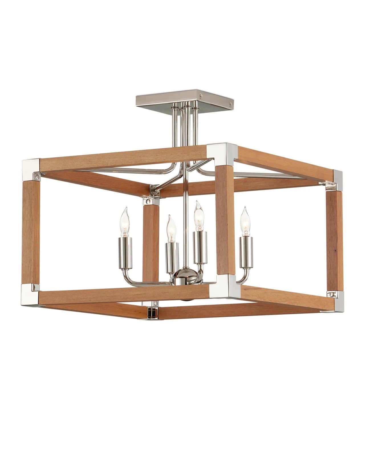 Currey & Company Boyd 16" Teak Semi Flush Mount