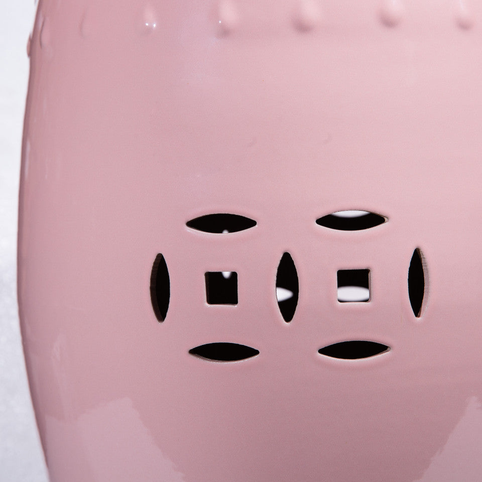 Blush Pink Porcelain Garden Stool by Legends of Asia